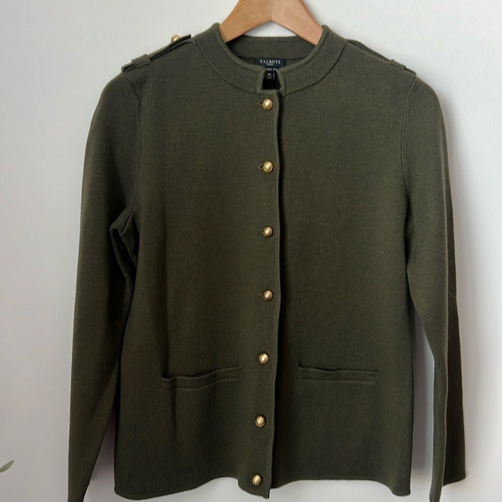 Talbots Military Style Pure Merino Wool
Cardigan Sweater - Picture 2 of 11